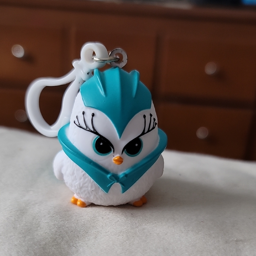 Cute Owl Keychain with Blue Accents